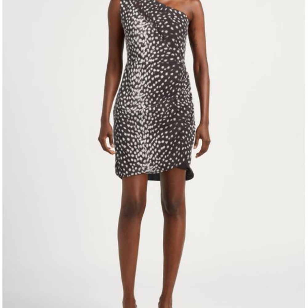NWT - Chiara Boni La Petite Robe Thalia Cheetah One-Shoulder Minidress – Size 12